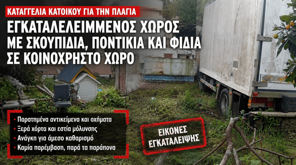 Καταγγελία κατοίκου για εγκαταλελειμμένο κοινόχρηστο χώρο στην Πλαγιά – «Εστία μόλυνσης με φίδια και ποντίκια»