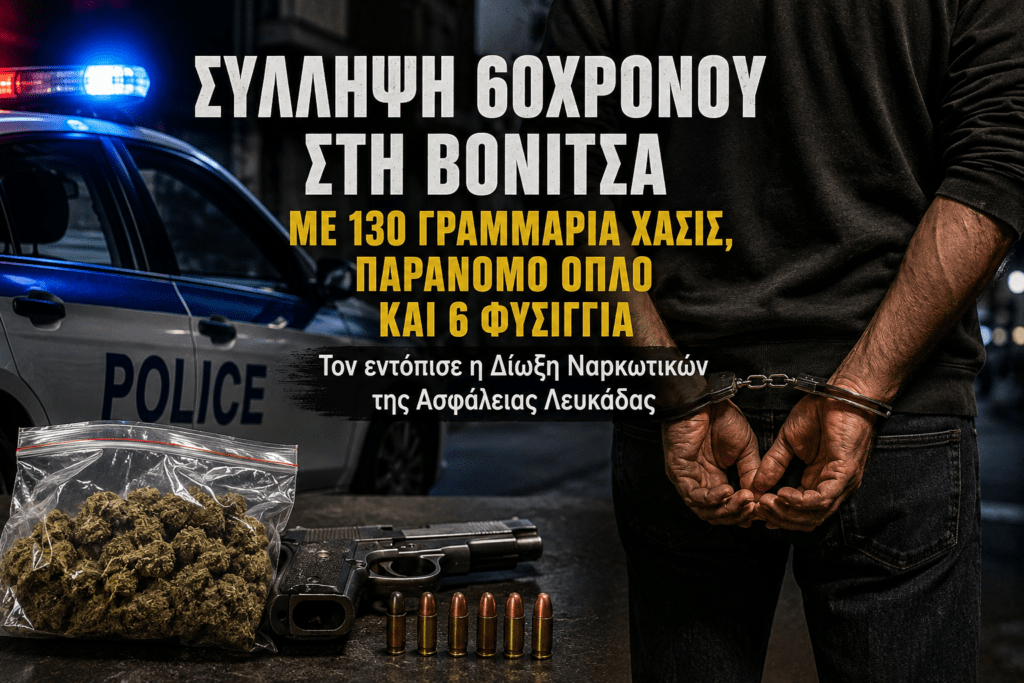 Συνελήφθη 60χρονος στη Βόνιτσα για ναρκωτικά και παράνομη οπλοκατοχή