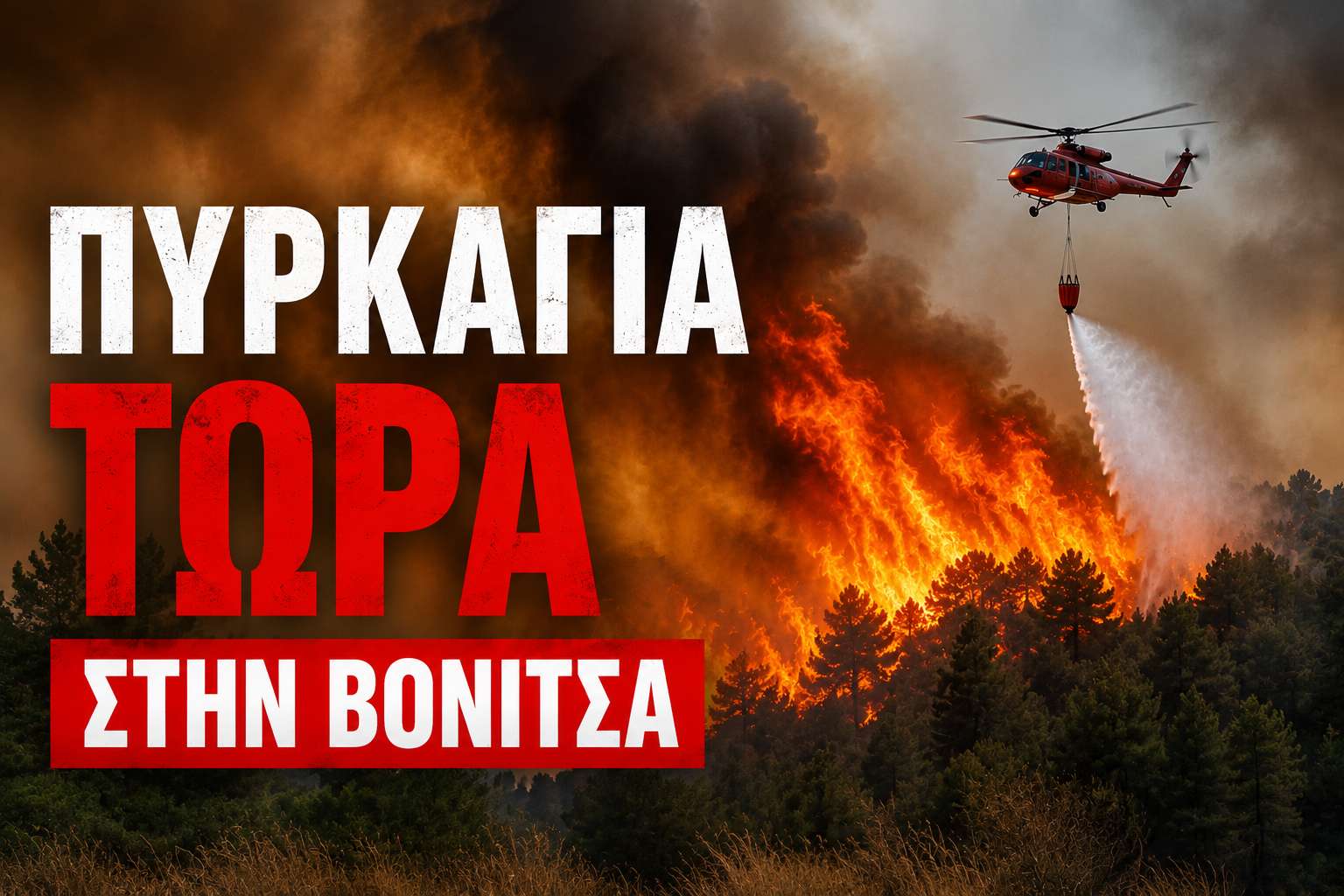 Βόνιτσα: Μεγάλη Πυρκαγιά στα Λιβαδάκια
