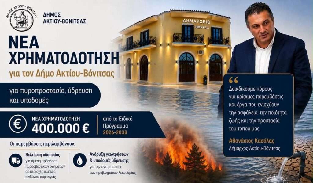 Θ. Κασόλας: “Συνεχίζουμε να διεκδικούμε κάθε διαθέσιμο χρηματοδοτικό εργαλείο για τον Δήμο μας και τους πολίτες του”