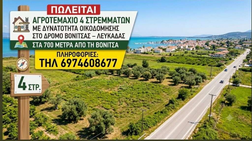 ΠΩΛΕΙΤΑΙ ΑΓΡΟΤΕΜΑΧΙΟ ΣΤΗ ΒΟΝΙΤΣΑ