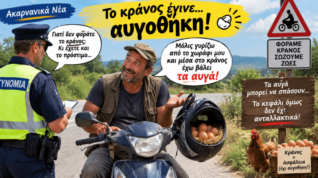 Βόνιτσα: Το κράνος έγινε… αυγοθήκη!